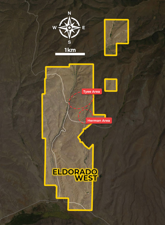 Eldorado West Property Map showing Tyee and Herman Areas